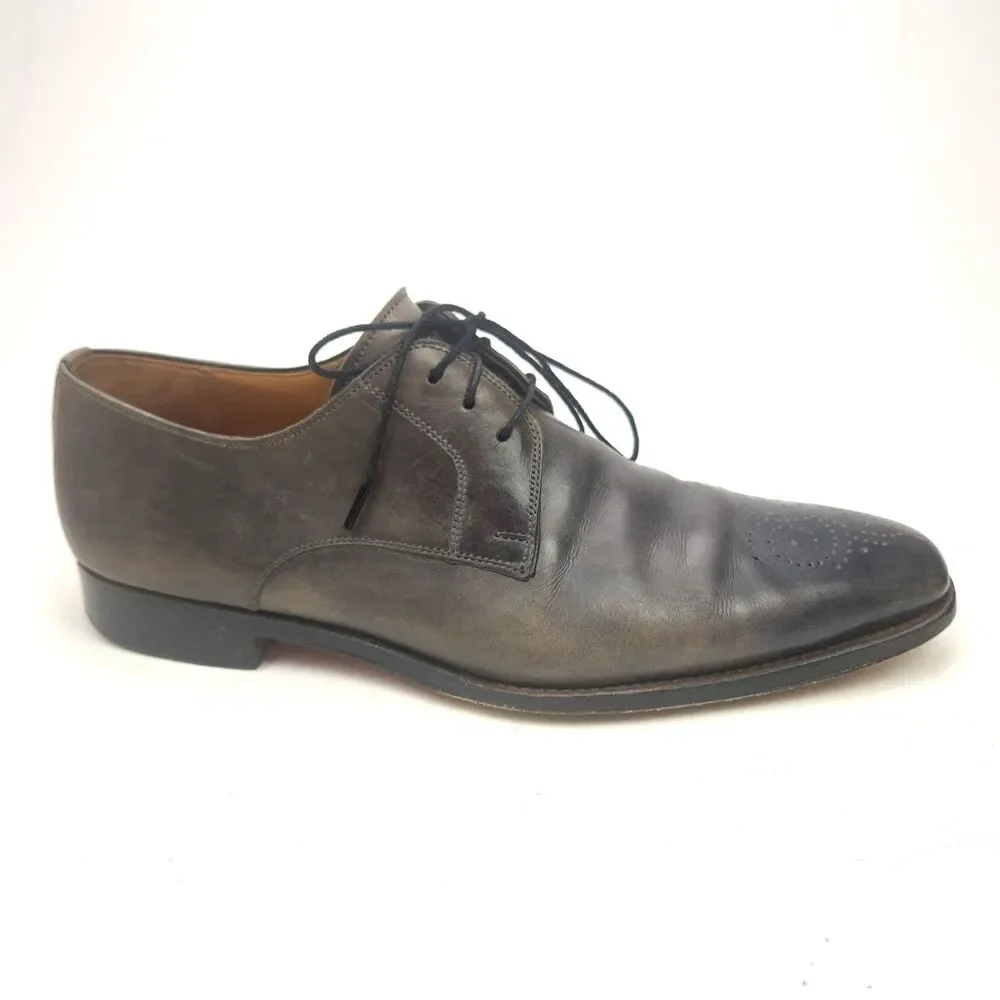 Magnanni Men's Dark Grey Gerardo Leather Brogue Medallion Oxford Shoes Size 7 M
